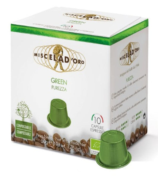 Coffee Capsule Nespresso Miscela d'Oro - Green - (10X10) 100 caps / box