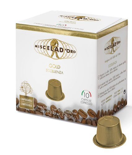 Coffee Capsule Nespresso Miscela d'Oro - GOLD - (10X10) 100 caps / box