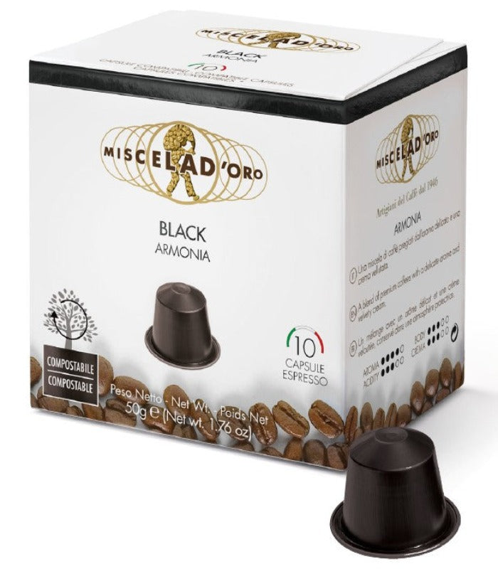 Coffee Capsule Nespresso Miscela d'Oro - BLACK - (10X10) 100 caps / box